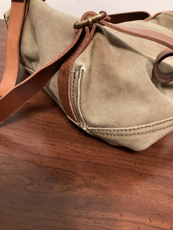 MADEWELL canvas with leather handle and strap backpack with pull string closure main image 3